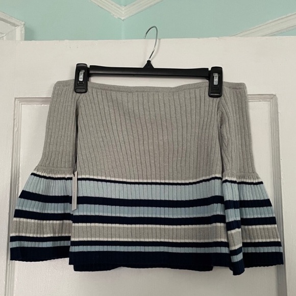 LOVERS + FRIENDS Ribbed Border Stripe Off Shoulder Sweater - Picture 3 of 6
